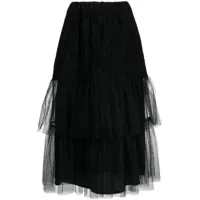 noir kei ninomiya jupe mi-longue à volants superposés
