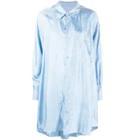 mm6 maison margiela robe-chemise en satin - bleu
