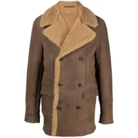 salvatore santoro manteau croisé à bordure en peau lainée - marron