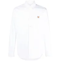 maison kitsuné chemise en coton à logo fox brodé - blanc