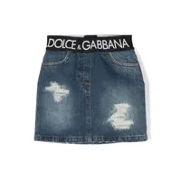 dolce & gabbana kids minijupe en jean à patch logo - bleu