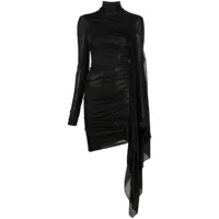 mugler robe courte à design drapé - noir