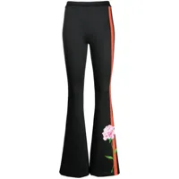 cynthia rowley pantalon évasé à fleurs - noir