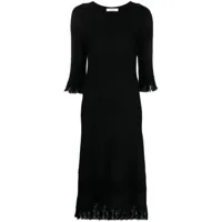 charlott robe en laine à bords frangés - noir