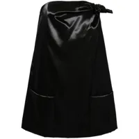 louisa ballou robe courte en satin à détail noué - noir