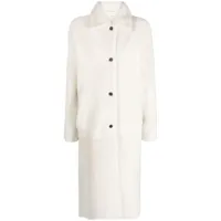 inès & maréchal manteau en peau lainée à simple boutonnage - blanc