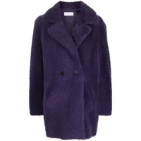 inès & maréchal manteau en peau lainée à boutonnière croisée - violet