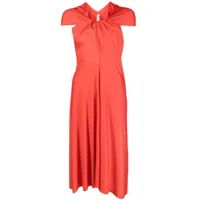 victoria beckham robe mi-longue drapée à design asymétrique - rouge