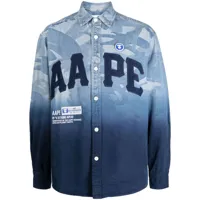 aape by *a bathing ape® chemise en coton à patch logo - bleu