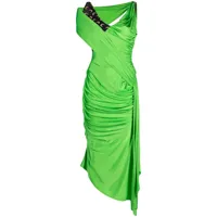 marine serre robe mi-longue à design patchwork - vert