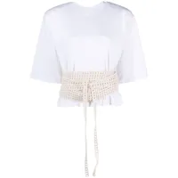 the mannei t-shirt turso à ceinture en crochet - blanc