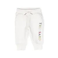 trussardi junior pantalon de jogging en coton à logo brodé - blanc