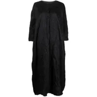 daniela gregis robe mi-longue en soie à effet froissé - noir
