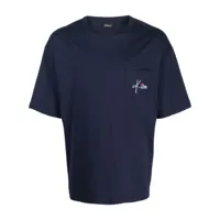 kiton t-shirt en coton à logo brodé - bleu