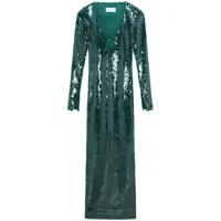 16arlington robe longue ornée de sequins à manches longues - vert