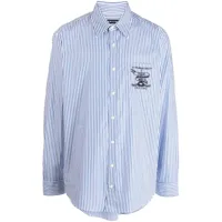 y/project chemise rayée en coton à logo brodé - bleu
