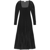ganni robe longue en velours à encolure carrée - noir