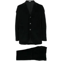 massimo alba costume en velours à veste à simple boutonnage - noir