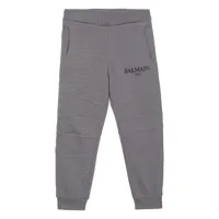 balmain kids pantalon de jogging à logo imprimé - gris