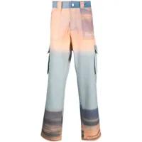 blue sky inn pantalon en coton à imprimé abstrait - bleu