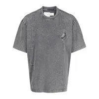 feng chen wang t-shirt en coton à logo brodé - gris