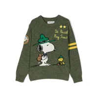 mc2 saint barth kids pull donegal snoopy scout en maille intarsia - vert