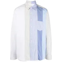 feng chen wang chemise rayée à design à empiècements - bleu