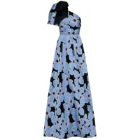 rebecca vallance robe longue georgina à fleurs brodées - bleu