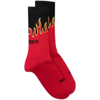 vetements chaussettes en coton à imprimé flammes - rouge