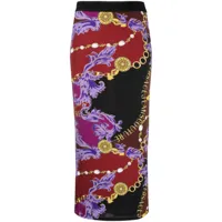 versace jeans couture jupe mi-longue à imprimé logo couture - rouge