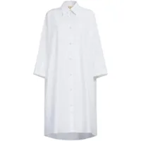 marni robe-chemise en coton à manches longues - blanc