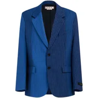marni blazer bicolore en laine à fines rayures - bleu
