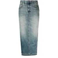 r13 jupe mi-longue en jean à fente latérale - bleu