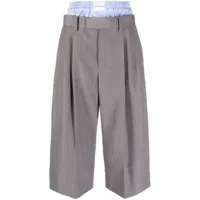 alexander wang pantalon crop à taille double - gris