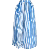 bambah jupe mi-longue sicily en lin à rayures - bleu