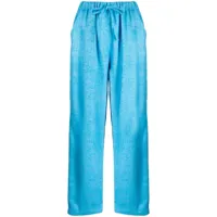 bambah pantalon torin en lin à imprimé abstrait - bleu