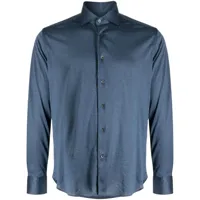 corneliani chemise en coton à col italien - bleu
