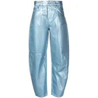 ganni jean ample à fini métallisé - bleu