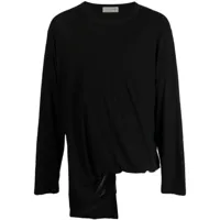 yohji yamamoto t-shirt en coton à design asymétrique - noir