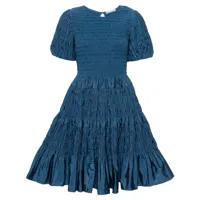 molly goddard robe courte susanne à fronces - bleu