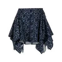 ludovic de saint sernin jupe asymétrique à motif monogrammé - bleu