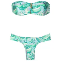brigitte bikini sans bretelles à motif cachemire - vert