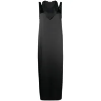 gauchère robe mi-longue en soie à design superposé - noir