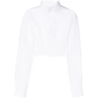 natasha zinko chemise plissée à coupe crop - blanc