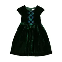 rachel riley robe évasée en velours à détail de nœud - vert