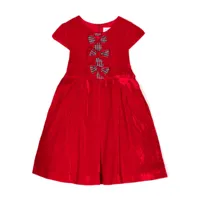 rachel riley robe évasée en velours à détail de nœud - rouge