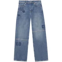 ganni jean patch izey à coupe droite - bleu