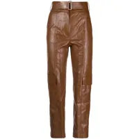 federica tosi pantalon en cuir artificiel à coupe droite - marron