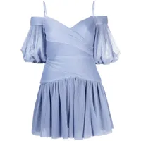 zimmermann robe courte à design plissée - bleu