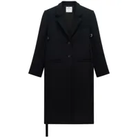 courrèges manteau boutonné à détail de bretelle - noir